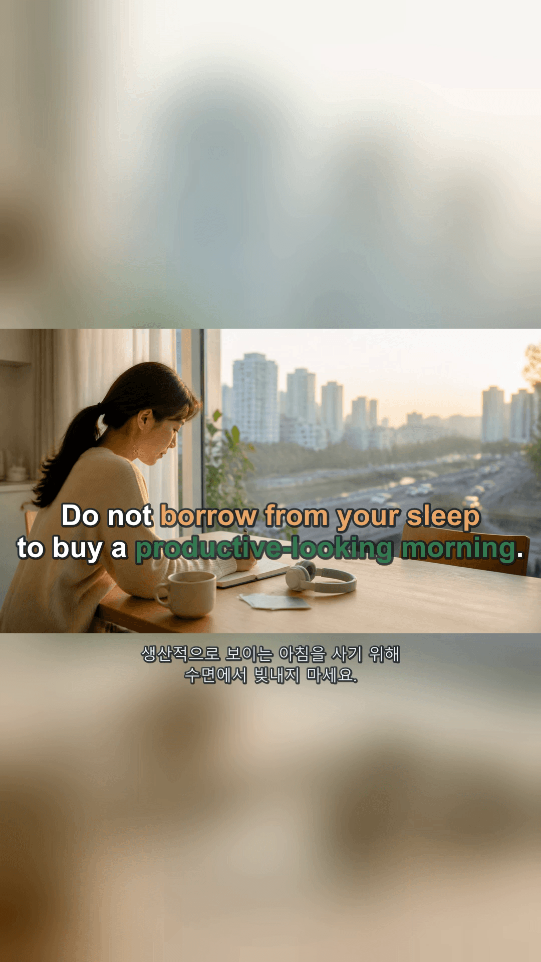 Do not borrow from your sleep to buy a productive-looking morning 영어 쇼츠 표지
