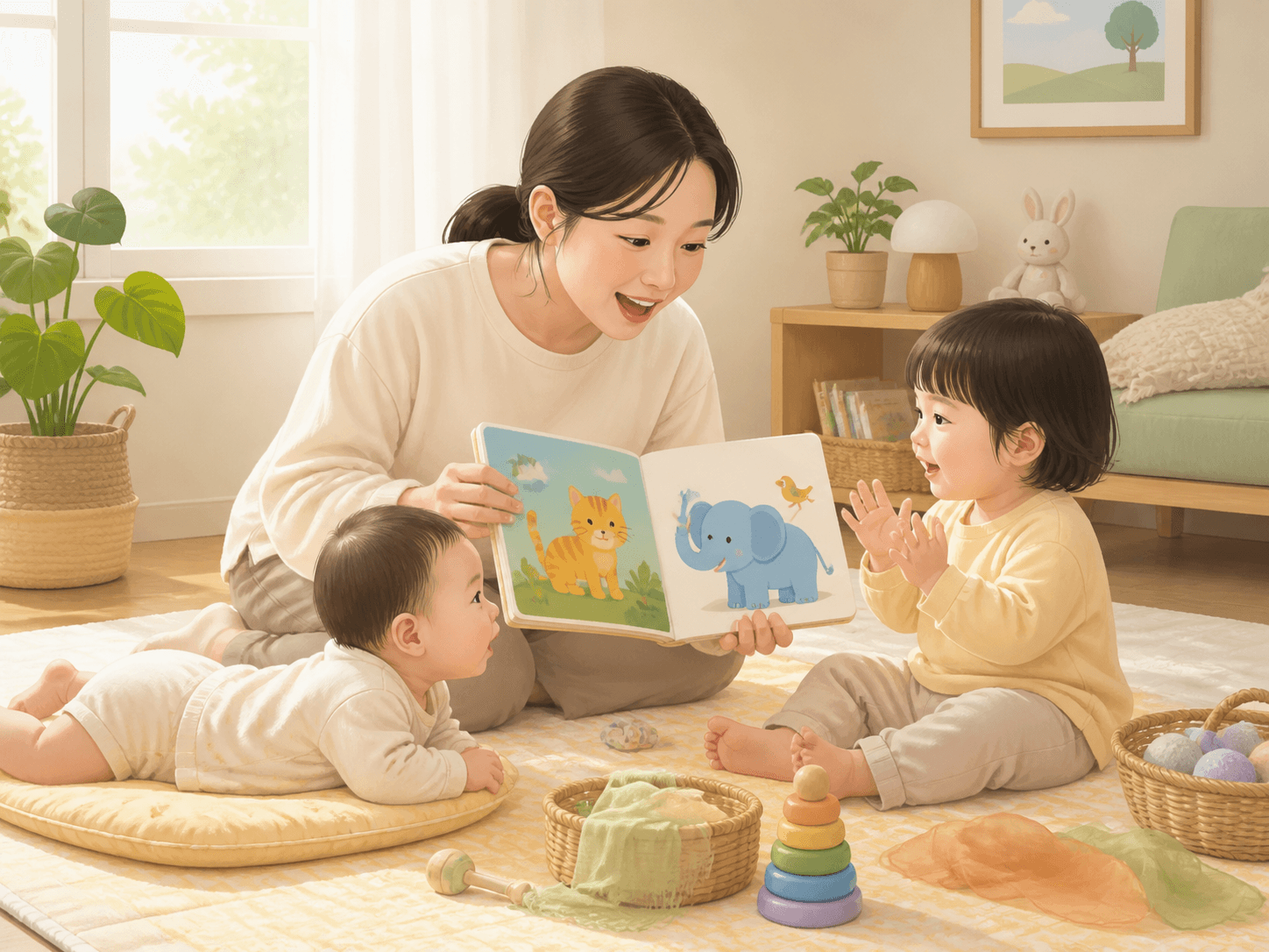 보드북과 노래로 영어 소리를 처음 만나는 아기와 가족