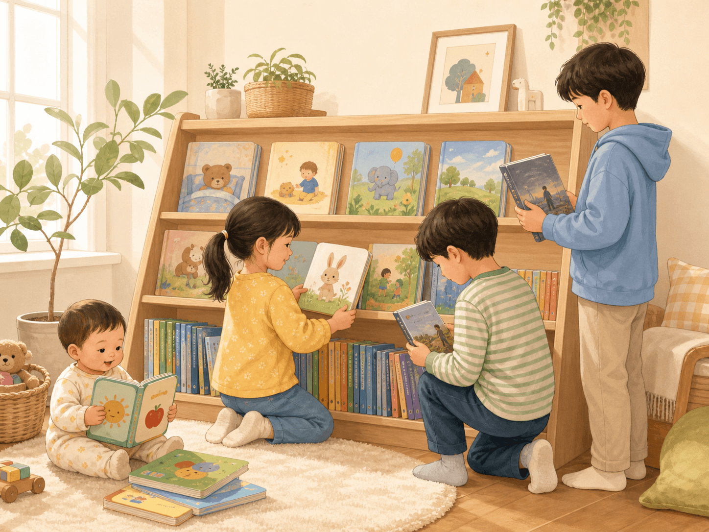 연령과 발달 단계에 맞는 영어책을 직접 고르는 아이들