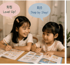 각자의 수준에 맞춰 공부하는 희원이와 희주