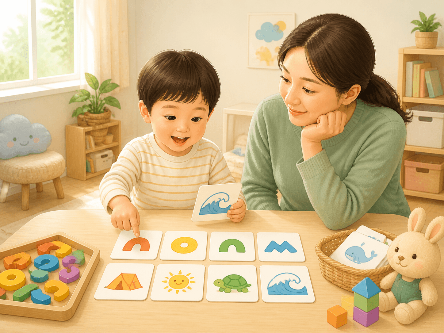 글자와 소리의 관계를 놀이로 발견하는 아이